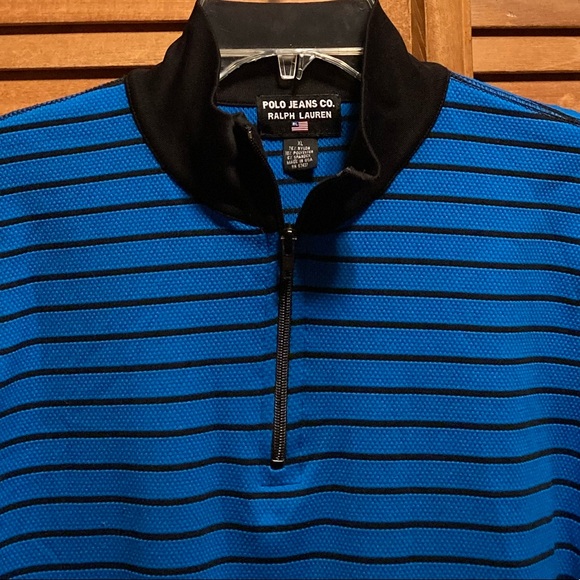 Vintage Lauren Ralph Lauren Blue/Black Striped Performance Shirt - Picture 5 of 12